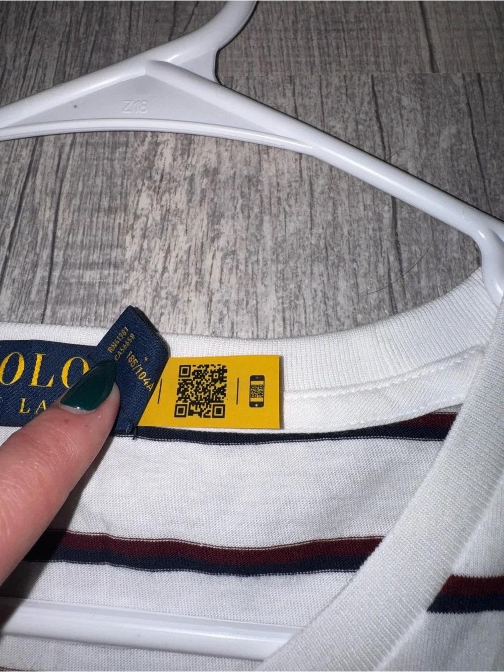 Polo Ralph Lauren Mens XL White Navy Burgundy Striped V-Neck Logo T-Shirt